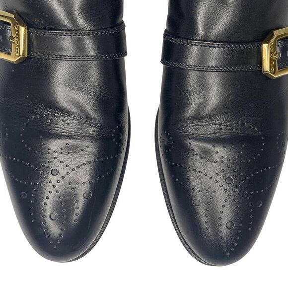 Gucci Interlocking G Logo Perforated Brogue Ankle Boot EU 37 US 7 Leather - Picture 4 of 11